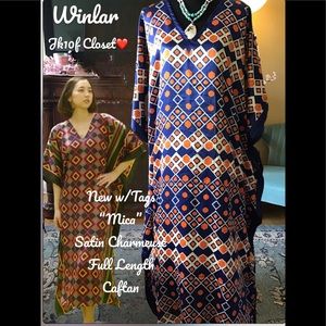 🌷NWT WINLAR SATIN CHARMEUSE GEO COVERUP/ CAFTAN